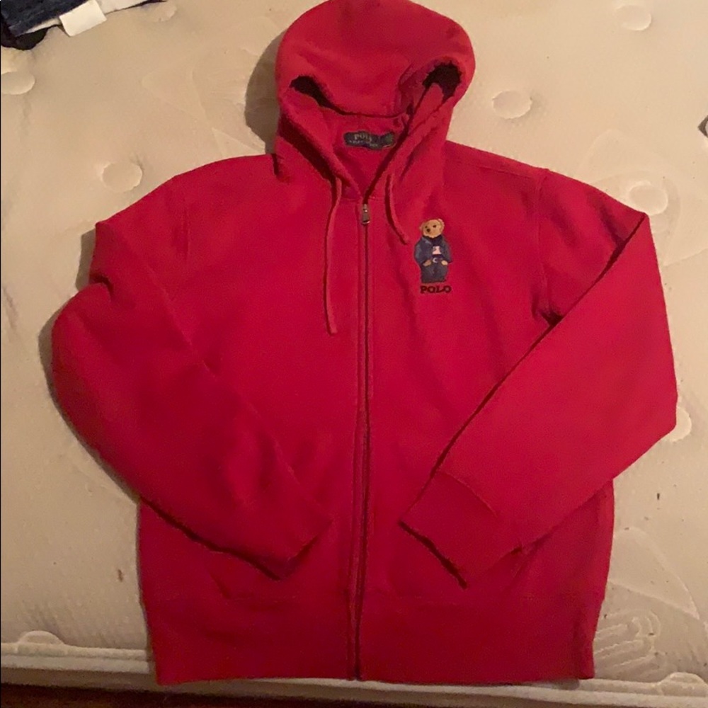 Red Polo Bear Hoodie (S)